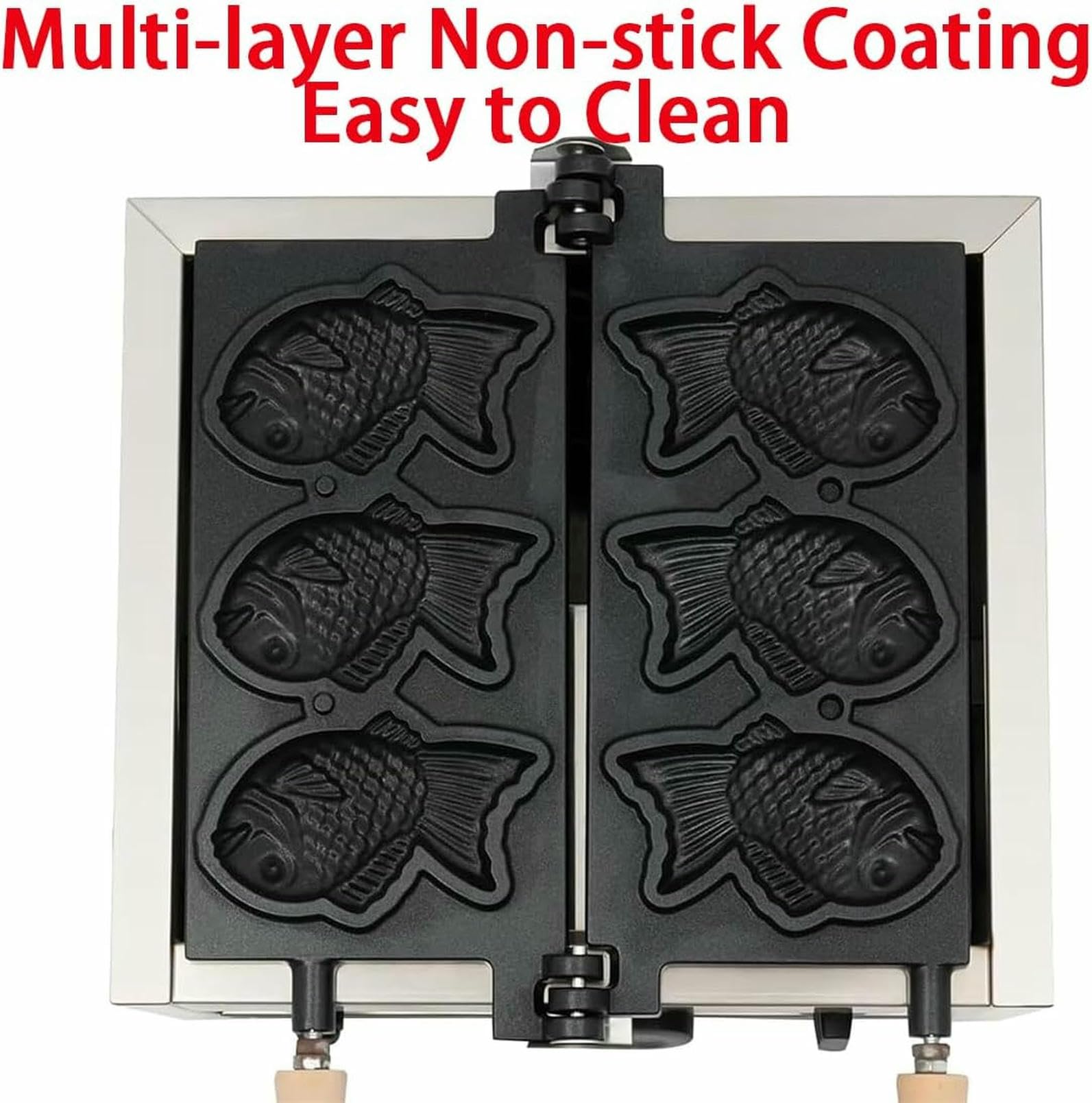 Macchina Per Waffle Elettrica Antiaderente Commerciale A Forma Di Pesce Da 2000 W, Macchina Per La Preparazione Di Taiyaki Da 3 Pezzi, Con Controllo Del Tempo, Macchina Per Waffle In Acciaio Inossida