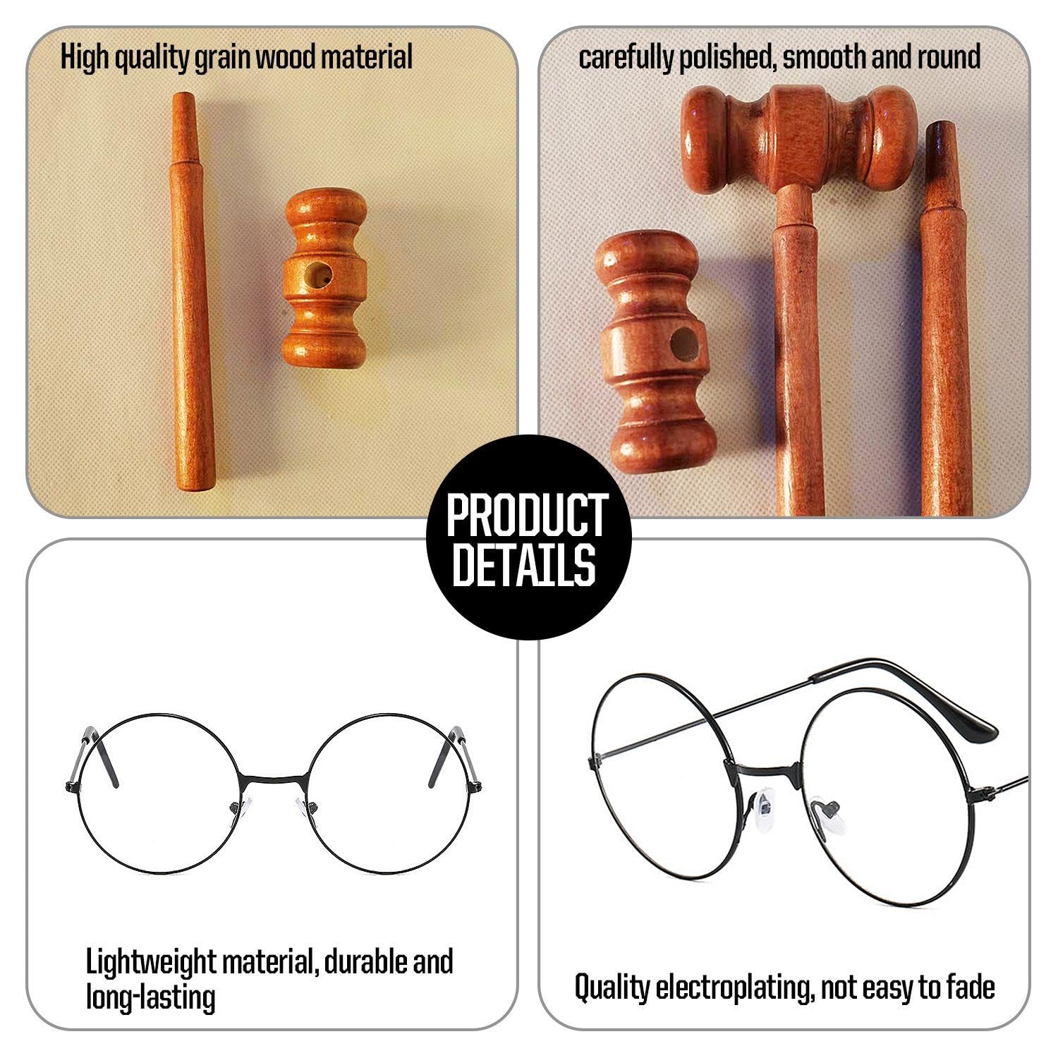 1 Wig, 1 Wooden Hammer, 1 Glasses, Judge Costume Accessories, Role Play Costume Set - Image 4