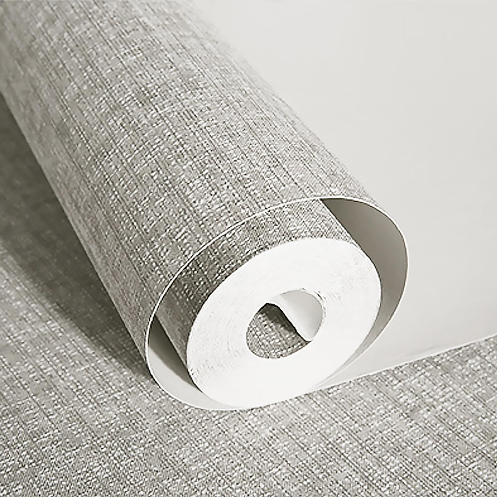 Light Grey Thick Linen Textured Fabric Effect Wallpaper, Mix Plain Wallpaper Roll, Hessian Wallpapers, Minimalist Feature Decoration for Living Room Bedroom Hallway