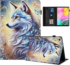 Samsung Galaxy Tab A 10.1 SM-T510/T515/517 2019 Case, Ultra Slim PU Leather Flip Folio Case Cover with Stand Function and Card Slot - White Wolf