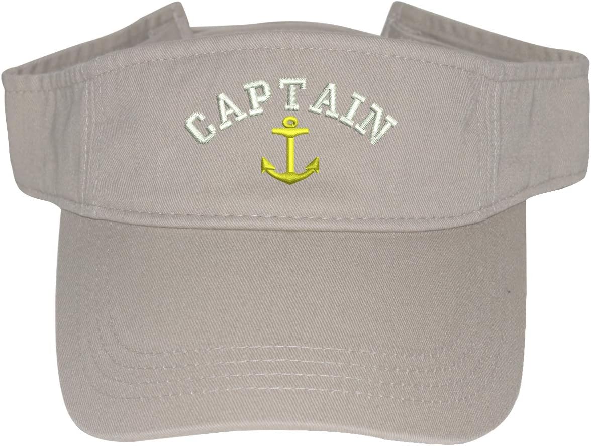 Embroidered Captain with Anchor Unisex Visor Hat - Nautical Themed Hat, Captain Hat