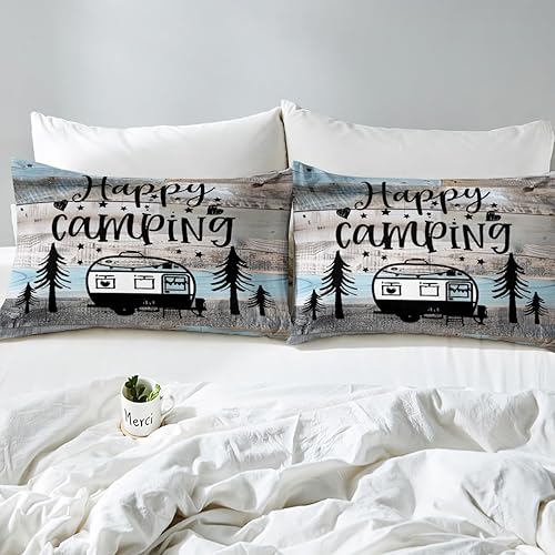 Vista 121 de Erosebridal Sábanas rústicas de granja, sábanas de camping feliz, juego de sábanas para decoración de cámper para niños, adolescentes, mujeres