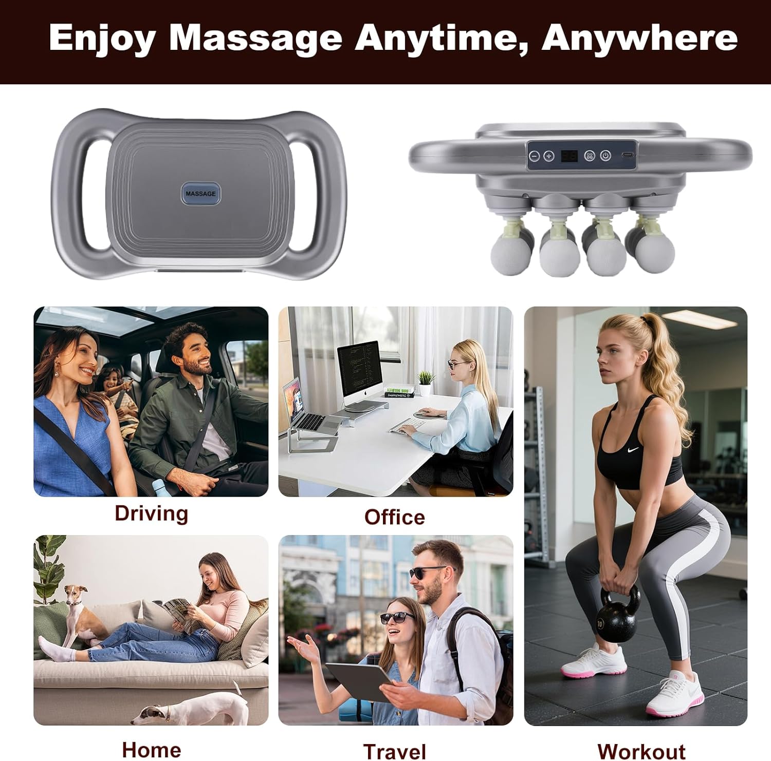 16-Head Massage Gun Set, Deep Tissue Percussion Massager with 9 Modes and 9 Adjustable Intensities, Quiet Muscle Massage Gun for Back Shoulders Legs Waists, Dark Grey - Image 7