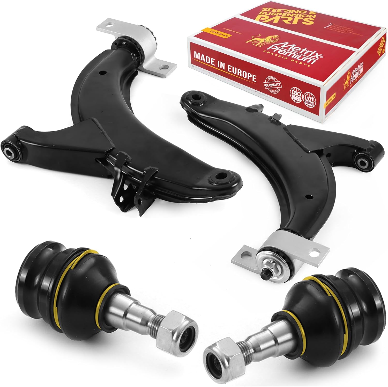 Metrix Premium Chassis Parts - 4 PC Front Lower Control Arm & Front Lower Ball Joint Kit Fits 1990-2004 Subaru Legacy, 1993-2001 Subaru Impreza, Replacement RK640741, RK640740, K9513, Made in Europe