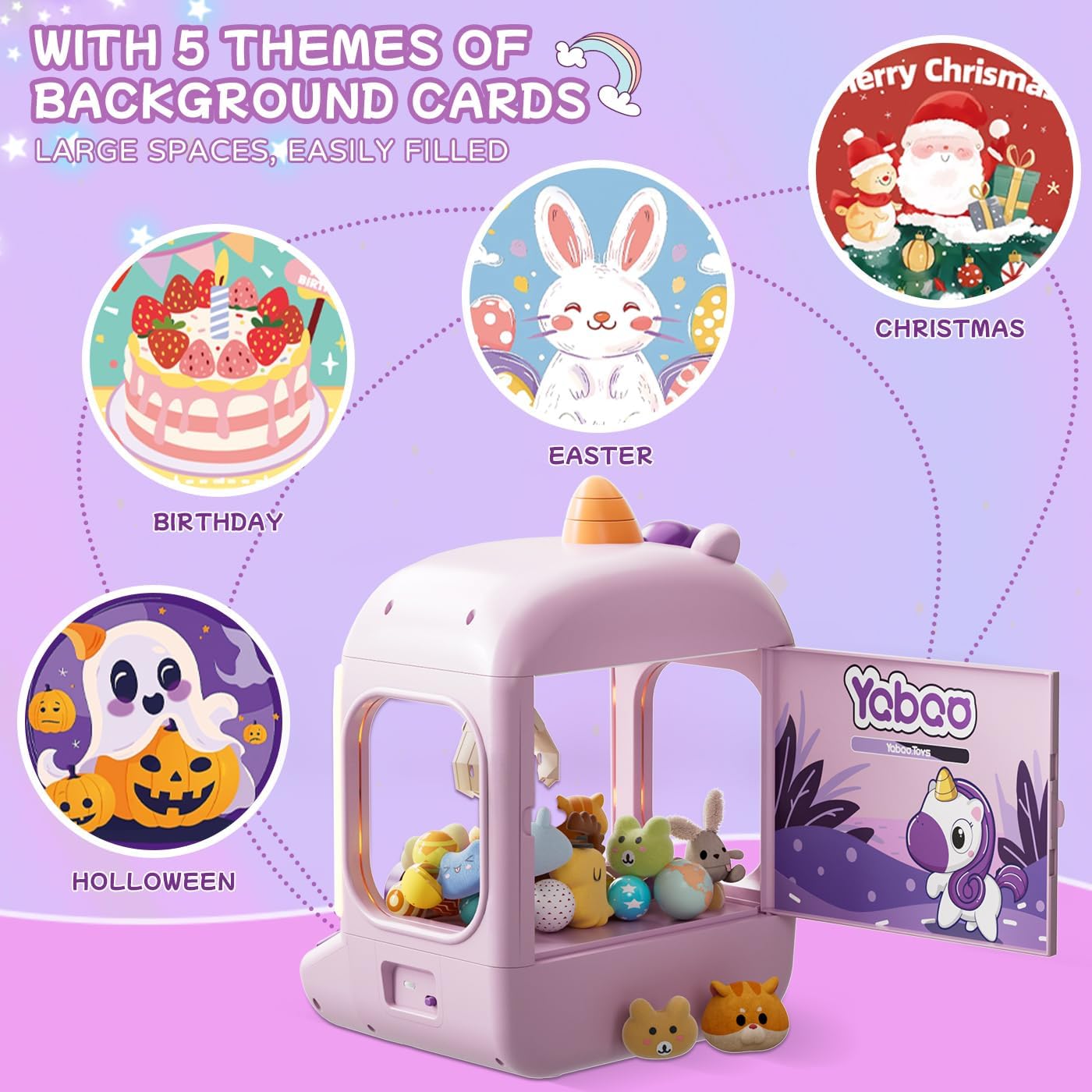 Unicorns Claw Machine for Kids Girls, Mini Arcade Candy Vending Machine, Fidget Prizes Refill, Egg Grabber Machine Dispenser, Easter Party Toys Gifts for Girls Boys