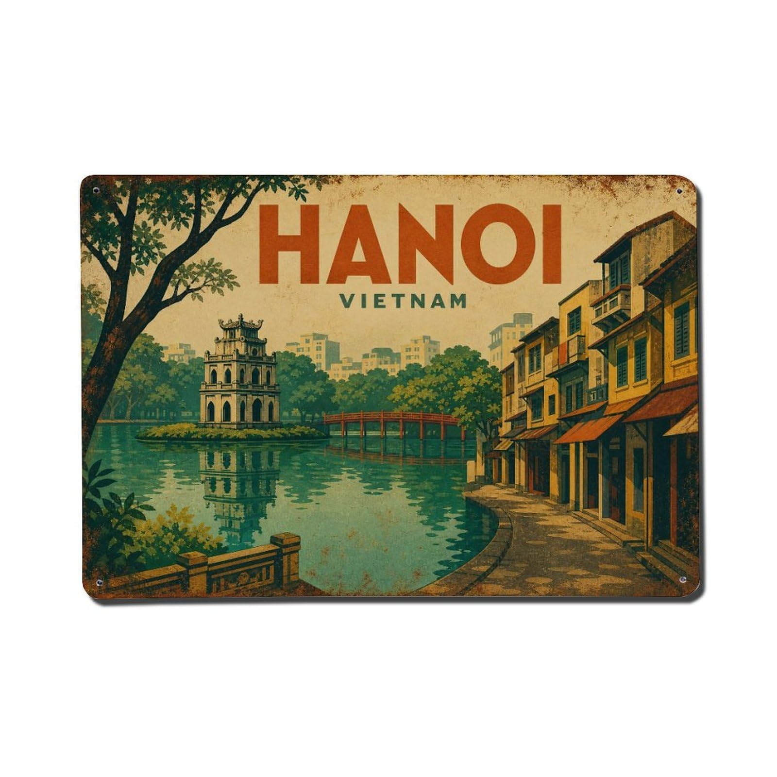 Metal Tin Sign Retro Travel Vietnam Hanoi