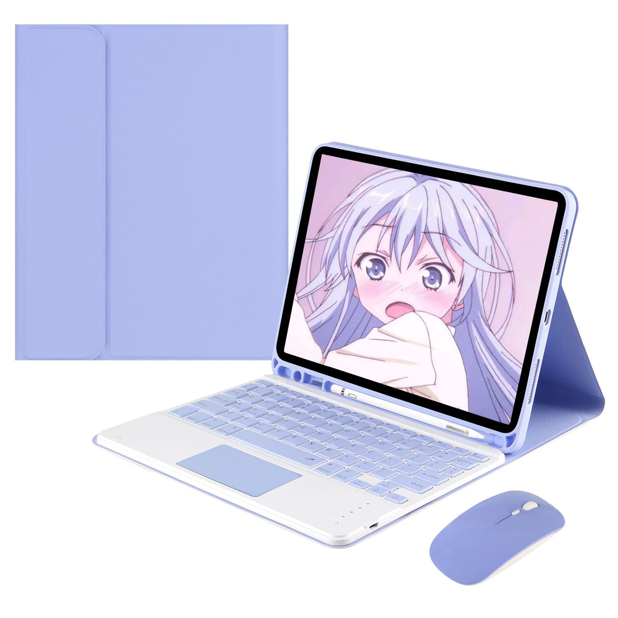 Etui z klawiaturą do iPad Air 5th/4th Gen 2022/2020 10,9 cala - Pro 11 4th 3rd 2nd 1st Gen [Polski Layout] odłączana klawiatura z magnetycznym trackpadem i uchwytem na ołówek,Purple
