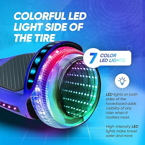 Miniatura 4 de Aeropatineta de 6.5 pulgadas para niños de 6 a 12 años, aeropatineta Bluetooth con ruedas estilo túnel y almohadillas antideslizantes, certificado