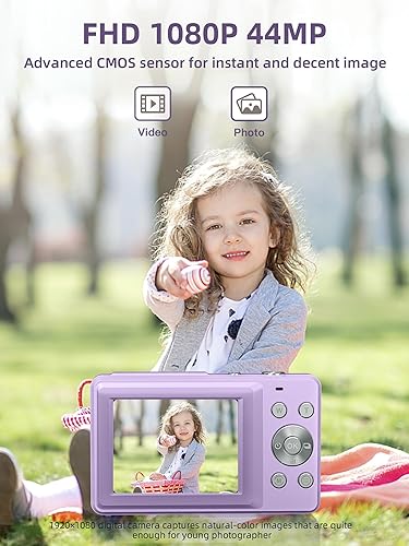 Miniatura 8 de Cámara digital FHD 1080P cámara digital de punto y disparo para niños cámara de vlogging de 44 MP con zoom de 16 x antivibración cámara compacta