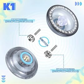 MAGICYOYO Responsive Yoyo K1 Tug Return Yoyo, Hubstacks Yoyo for Kids Beginners Dual Purpose Yoyo with Unresponsive Bearing, Sturdy Storage Bag + 12 Yoyo Strings +Yo-Yo Glove +2 Yoyo Hubstacks(Black)