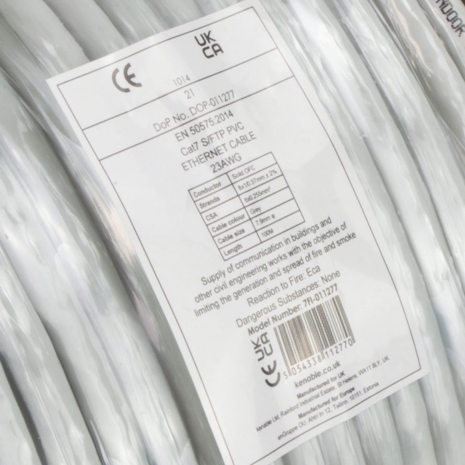 kenable CAT7 UTP RAME Ethernet S/FTP - Avvolgicavo di rete, 100 m, colore: Grigio [100 metri]