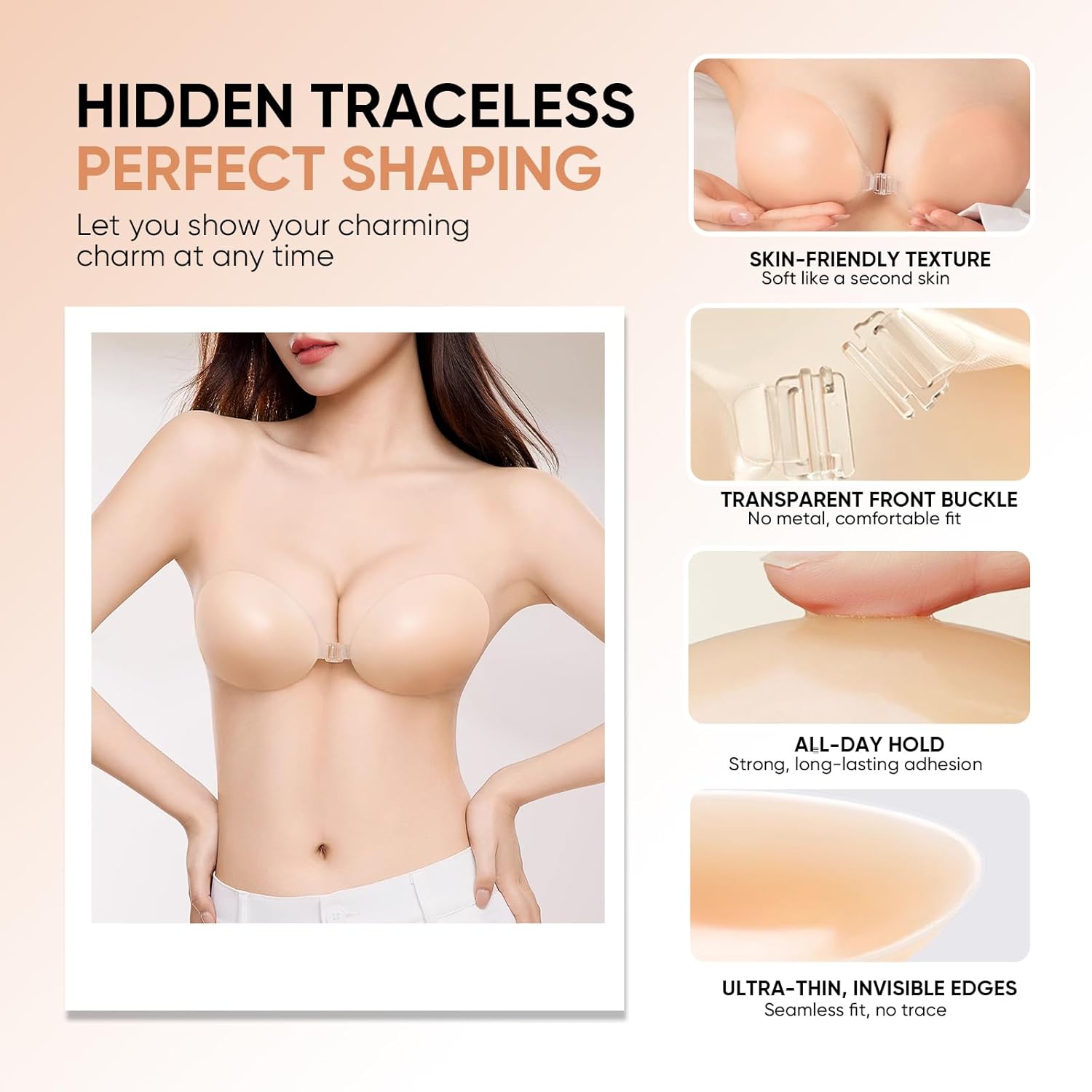 Sticky Bra Silicone Strapless Invisible Bras for Women Backless Push Up for Breasts Comfortable and Reusable - Image 3