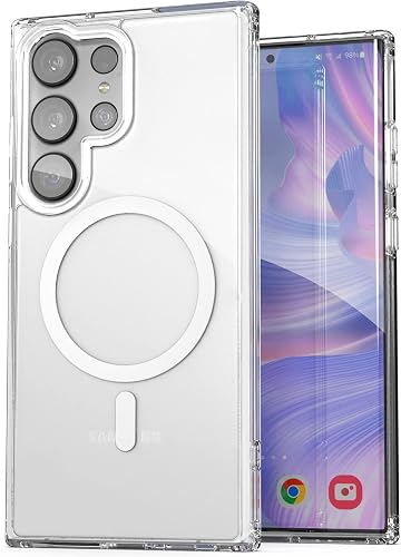 ENCASED Magnetic Case for Samsung Galaxy S23 ULTRA (6.8 inch) Protective Hybrid Clear Cover [Anti-Yellowing], 2023 Release (Compatible with MagSafe Charging)