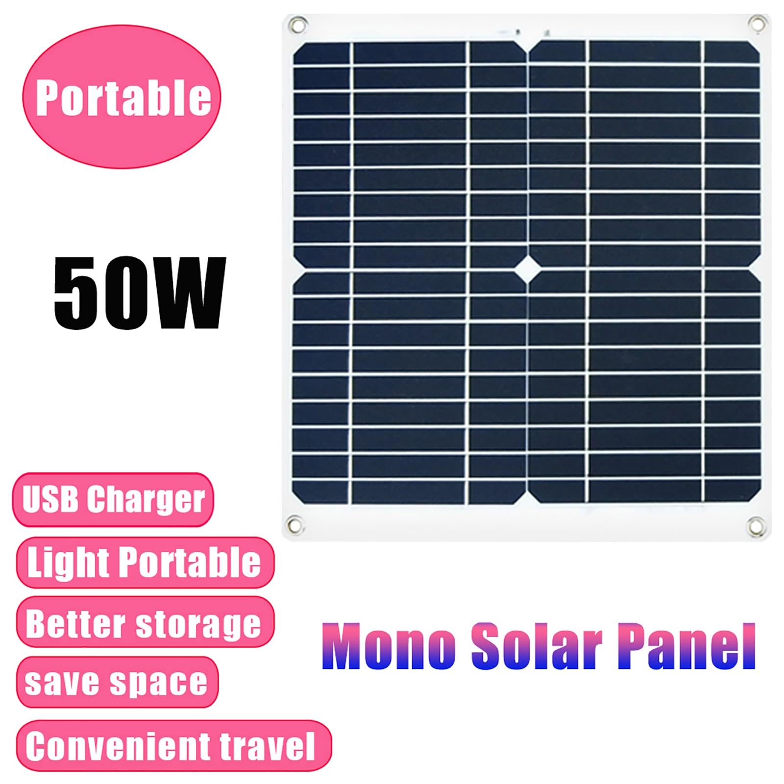 Amazon.co.jp: 50W ポータブルソーラーパネルインバーターキット、USB