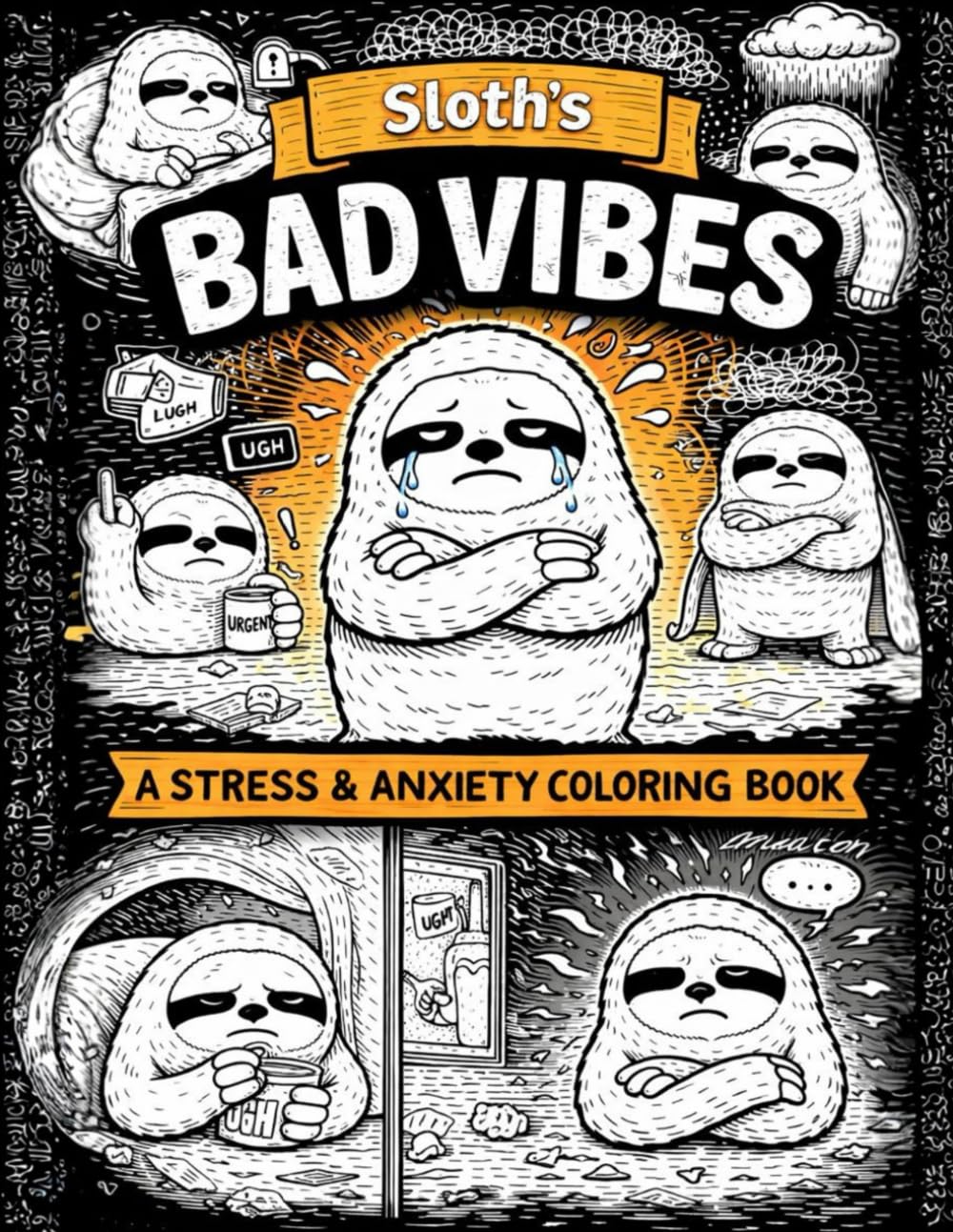 Sloth Bad Vibes Coloring Book: A Stress Relief Coloring Book for Adults