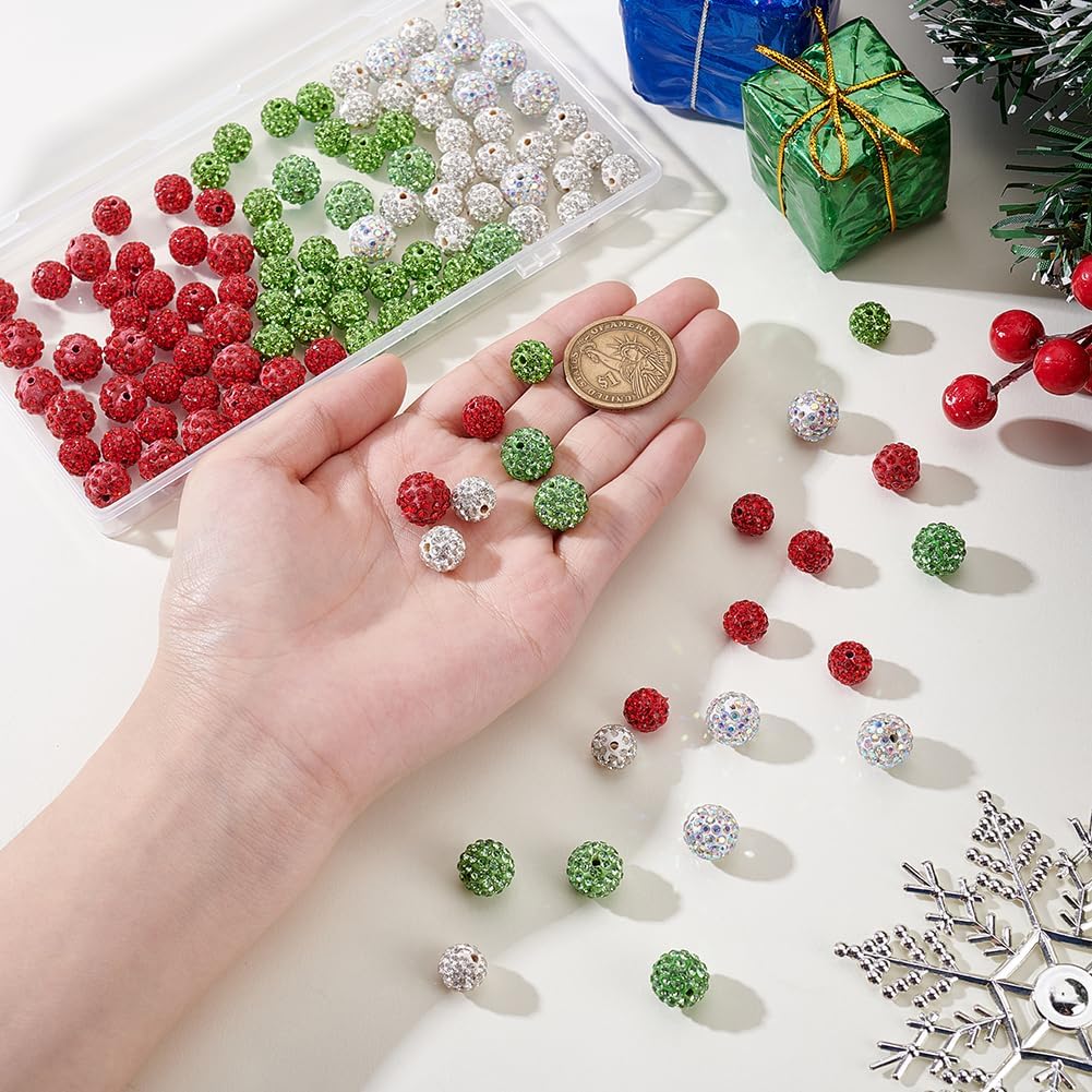 AHANDMAKER 120Pcs Rhinestone Beads for Jewelry Making, Sparkly Rhinestone Spacer Beads Crystal Clay Shiny Disco Ball Bead for Necklaces Bracelets Earrings Making DIY Crafts Gifts, 10mm/12mm - Image 3