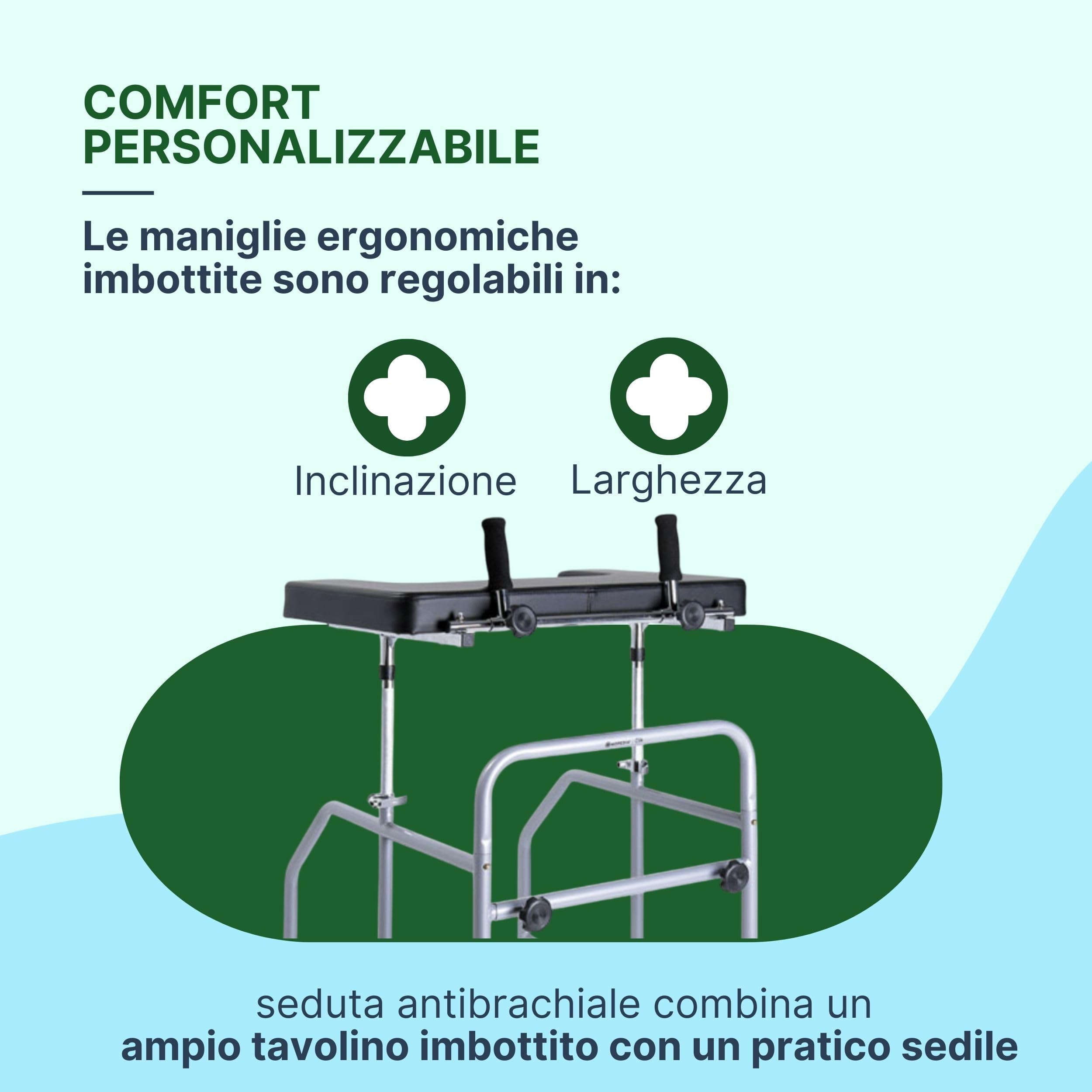 Deambulatore con Seduta con Tavolino e Maniglie Regolabili - Girello per Anziani e Disabili Smontabile da Interno o Esterno - Deambulatore per Anziani 4 Ruote