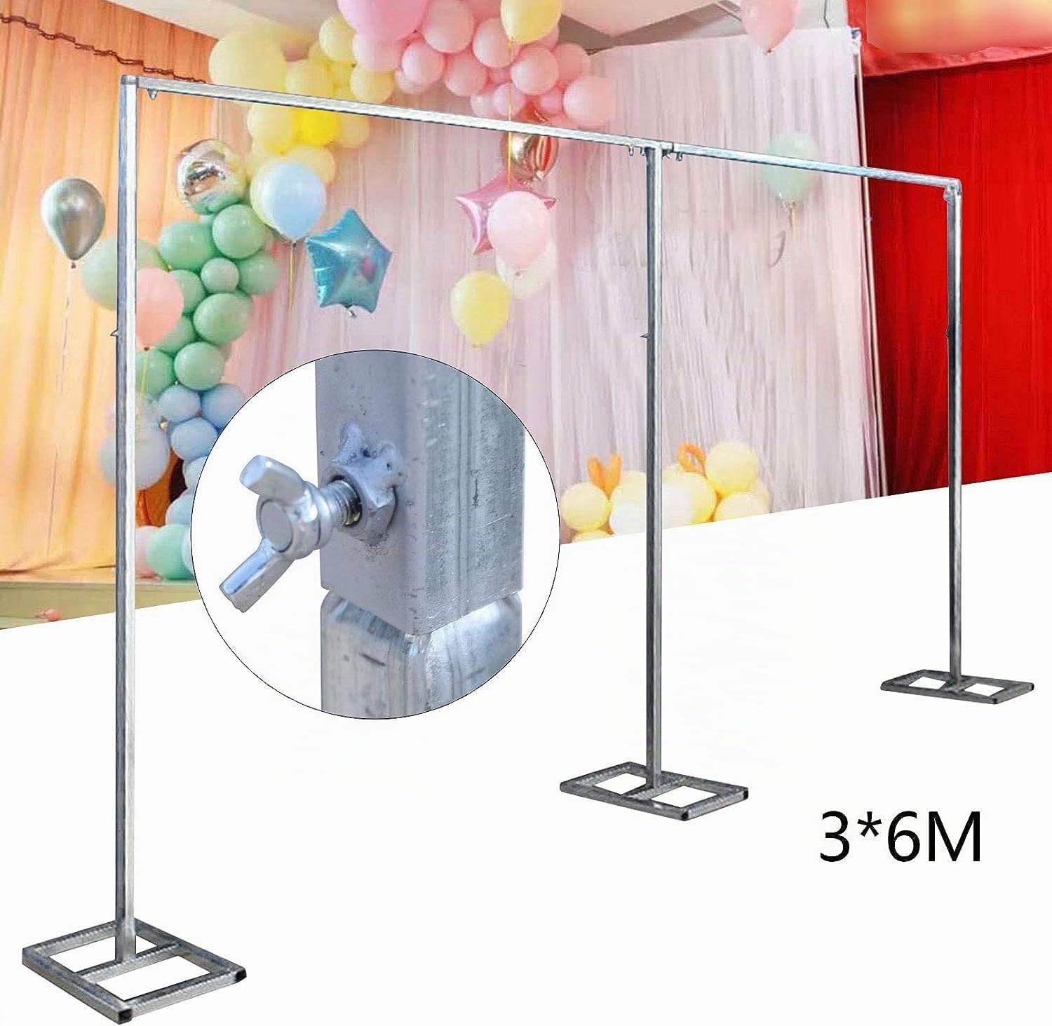 3x6m Hochzeit Party Backdrop Stand Pipe Kit Vorhang Rahmen,Geeignet für Hochzeit Geburtstag Babypart