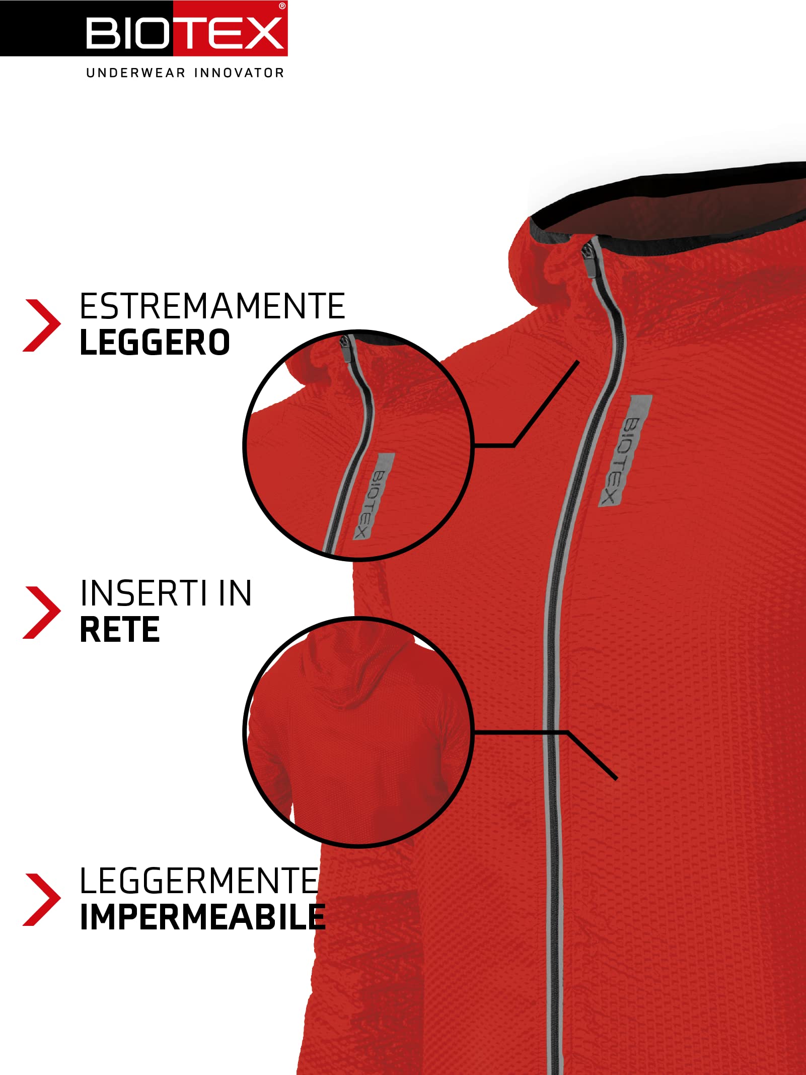 BIOTEX Mantellina Windjacket 3D BOLLE Unisex, Anti-vento e Ultra-Leggera, per Ciclismo e Running