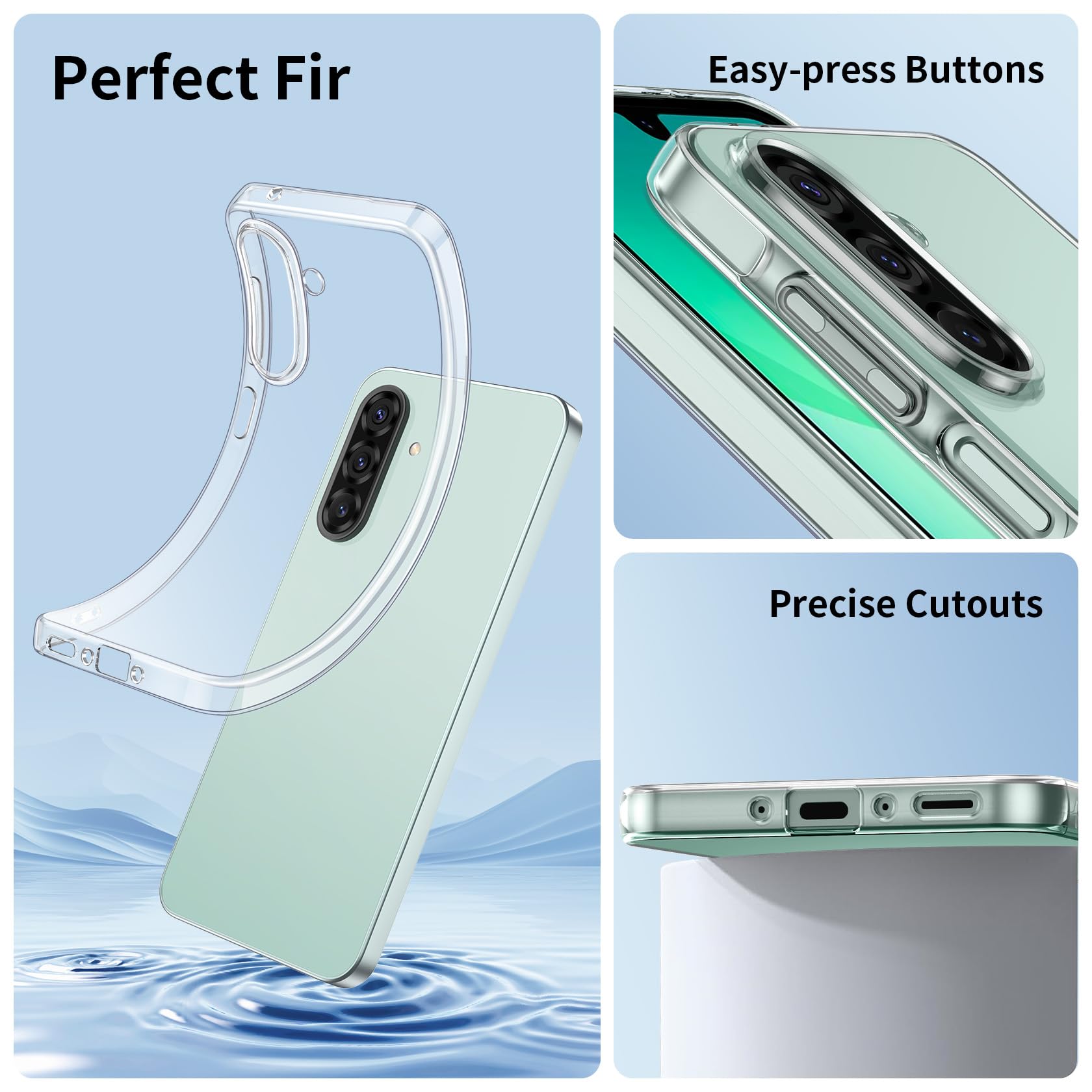 FLLAO Cover Compatibile con Samsung Galaxy A26 5G con 3 Pellicola Vetro Temperato, Custodia Trasparente Ultra Sottile Silicone TPU Morbido Case Protettivo Trasparente