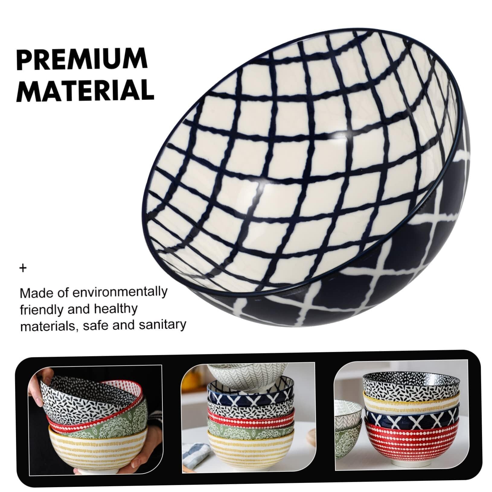 Cuenco de arroz de cerámica, cuenco japonés para sopa y ensalada, 1 cuenco de cerámica para servir, uso en la cocina, diseño duradero y elegante, perfecto para comer todos los días