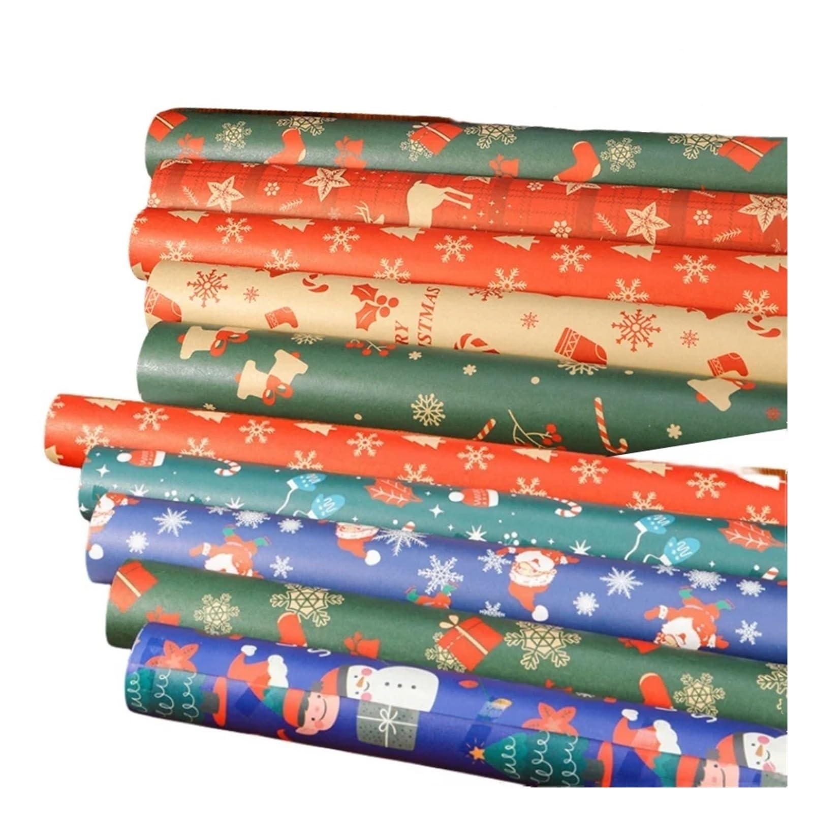 Geschenkpapier Weihnachten 10 Stück Weihnachtsmann-Geschenkverpackungspapier aus Kraftpapier, Cartoon-Motiv, festliche Gastgeschenke for Weihnachtsfeiern, 74 x 50 cm(10pcs)