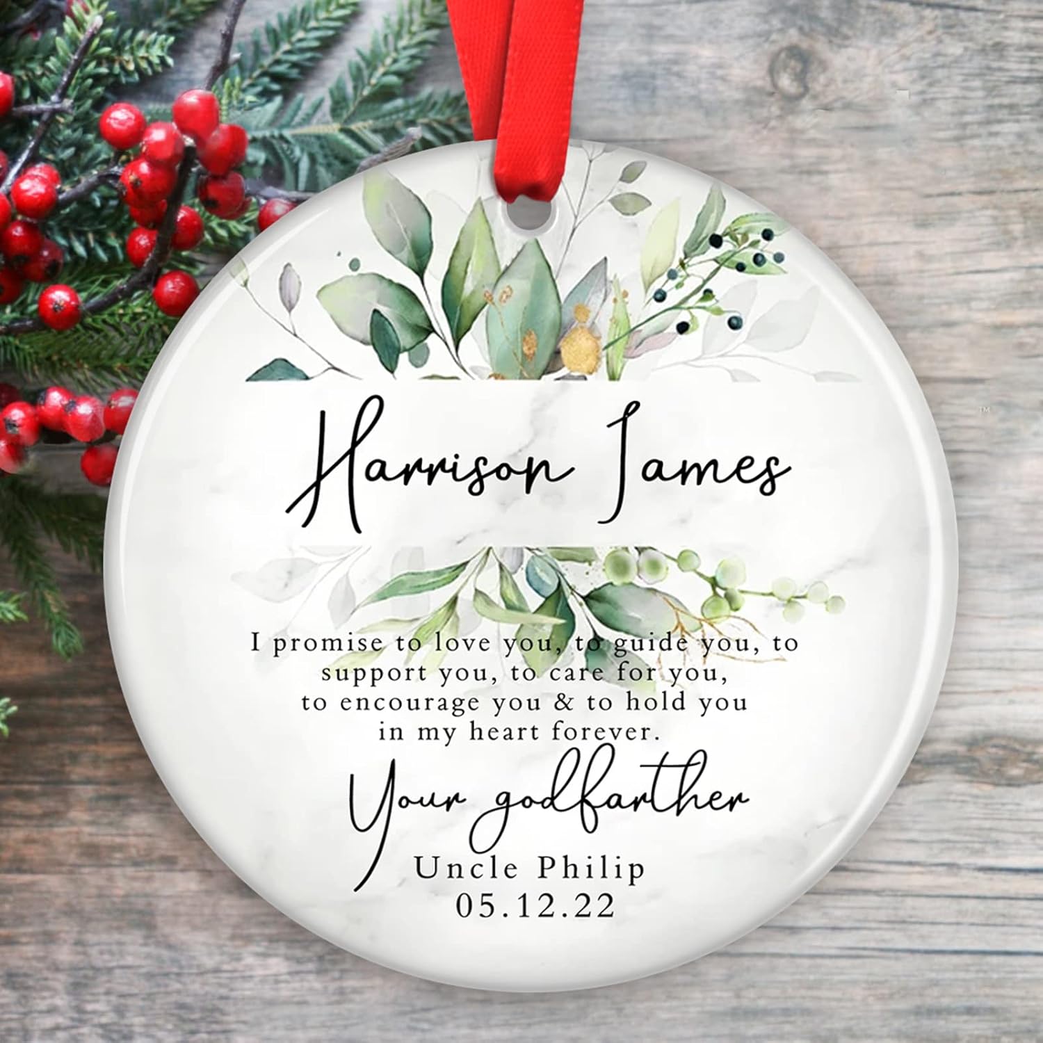 Personalized Godfather Ornament Godfather Keepsake Christening Baptism Godfather
