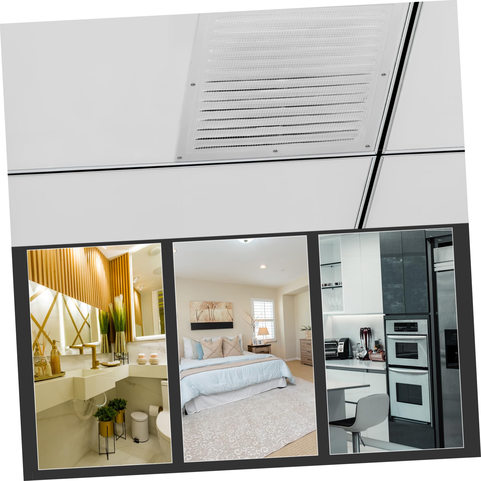 Griglia di Ventilazione in Lega di Alluminio 300x300 2 Pezzi | Louvered Design, Montaggio Facile, Bianco, per Pareti Esterne e Casa, Struttura a Pannello Grigliato