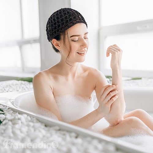 Miniatura 19 de Framendino, Red de ganchillo de malla para el pelo de rayón de punto de redecilla de redecilla de pelo adorno para dormir por la noche, accesorios