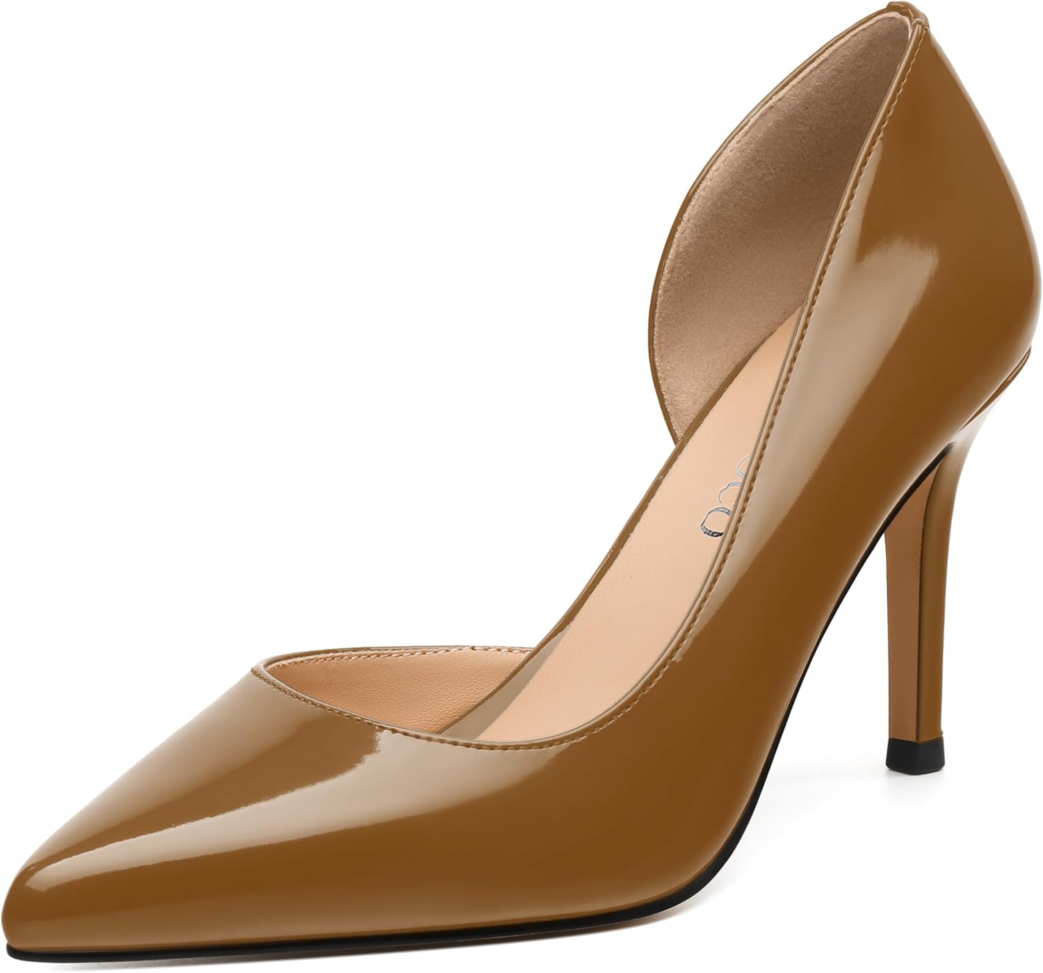 MODENCOCO High Heels for Women Pointed Toe Stiletto Pumps Classic Closed Toe Slip On Heels Patent Porm Party Wedding Dress Shoes 3 Inch