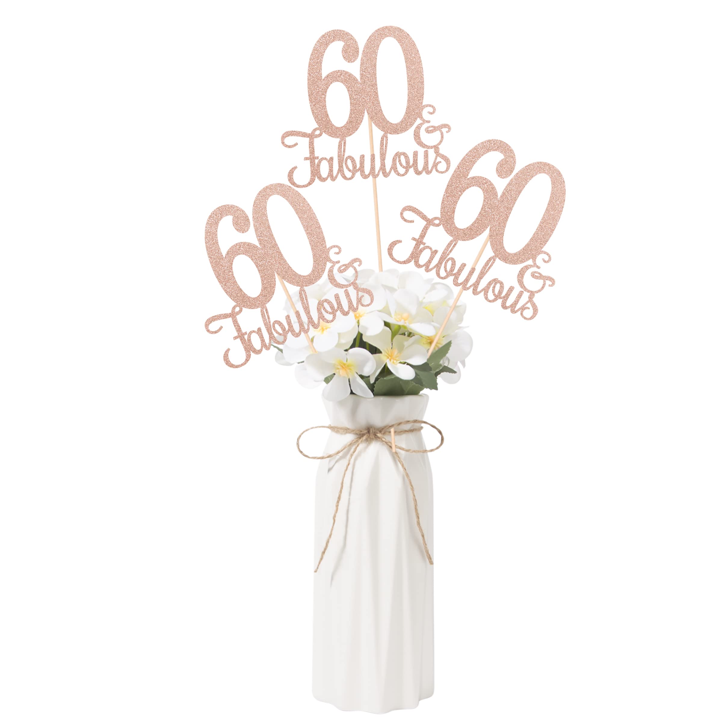 Gexolenu Cheers To 90 - 10 Pack Rose Gold Glitter 90th Birthday Table Centerpieces & Number Toppers