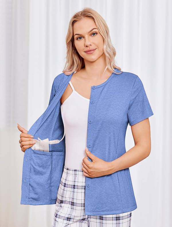 Deyeek Mastectomy Shirts with Drain Pockets Tear Away Side Shoulder Surgery Tops for Women Chemo Shirts for Port Access by Deyeek - Used condition - Image 2