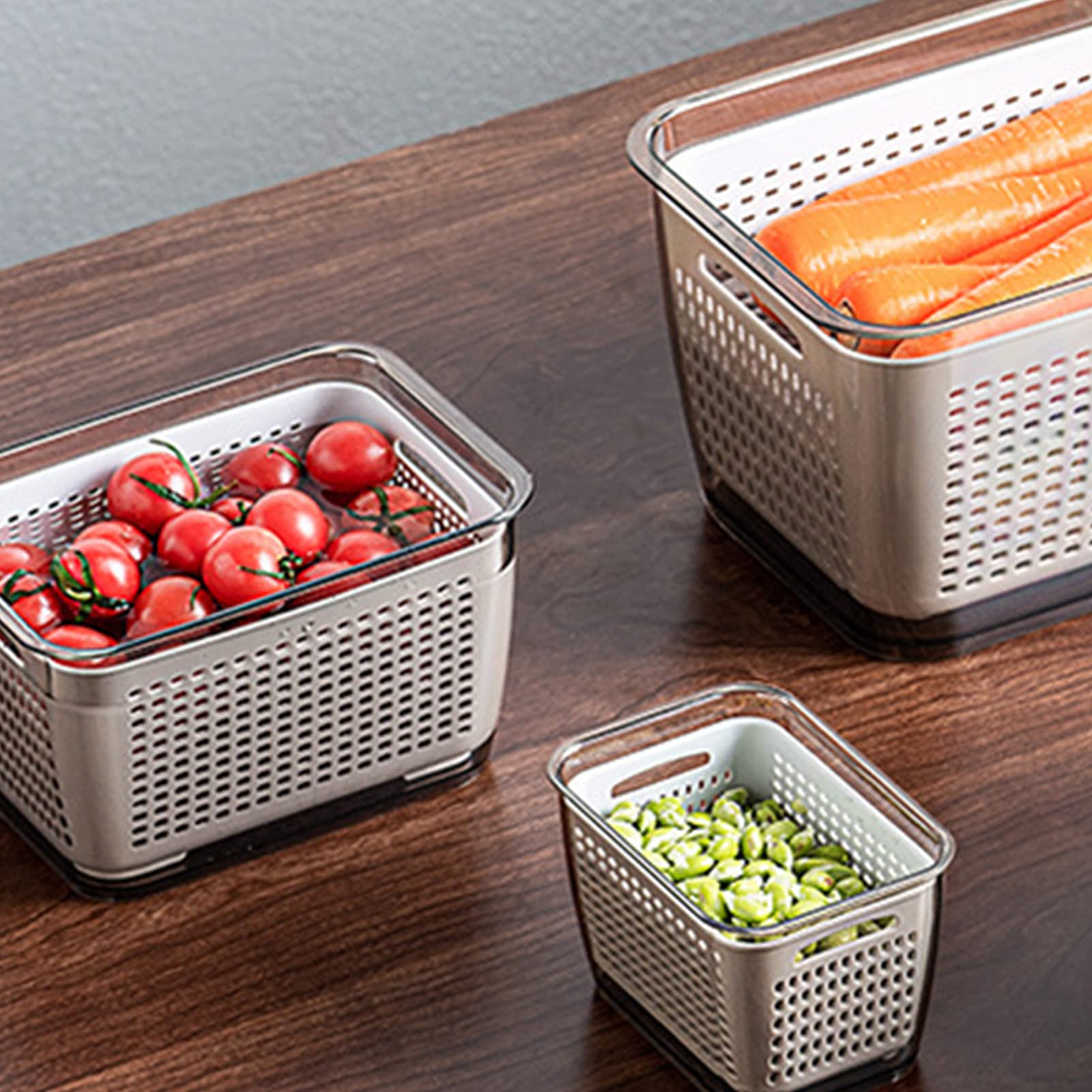 Contenedor de almacenamiento de alimentos de 4,5 L, cuadrado sellado para frutas, verduras y queso, solución de almacenamiento de cocina, hermético, contenedor de alimentos en color gris