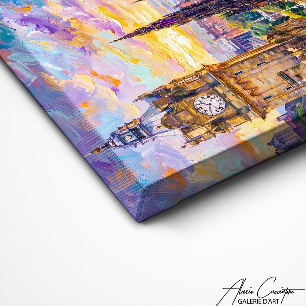 Alessio Cacciatore Quadro Città del Mondo - Decorazione da parete paesaggio urbano - Stampa su tela astratta - Quadro da parete decorativo moderno - Poster Edimburgo (40 x 30 cm)