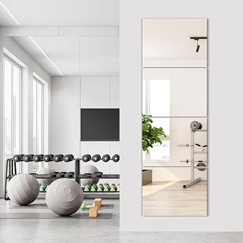 TRAHOME Wall Mirror Tiles, 16x12x4PCS Full Length Home Gym Mirror