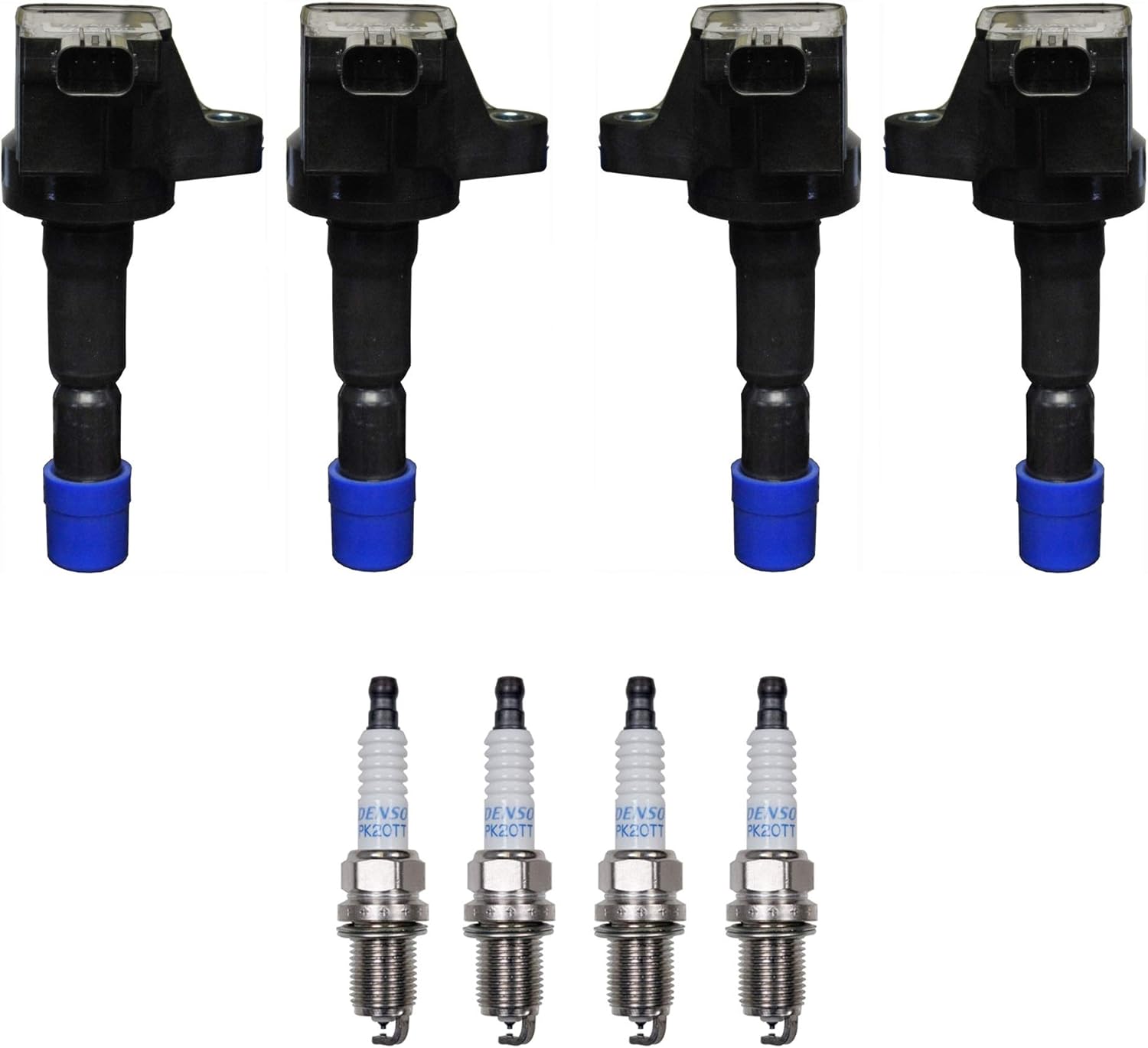 Denso 4 Ignition Coils & 4 Platinum TT Spark Plugs 0.04 Kit For Honda Fit 1.5 L4 L15A1 Naturally Aspirated