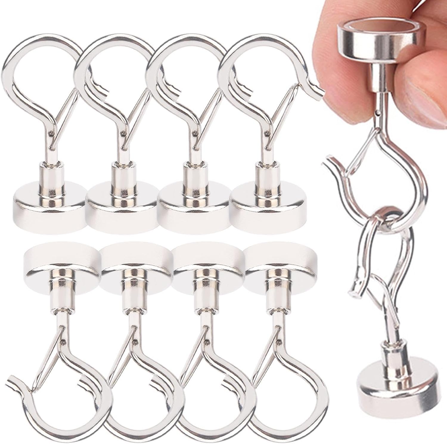 Magnetic Hooks, Heavy Duty Strong Magnet Hooks, 10 Pieces | Wind Chimes Patio Heavy Duty Outside Hanging Hooks, Secure Grip Design, for Cruise Cabin, Refrigerator Fridge, Ship