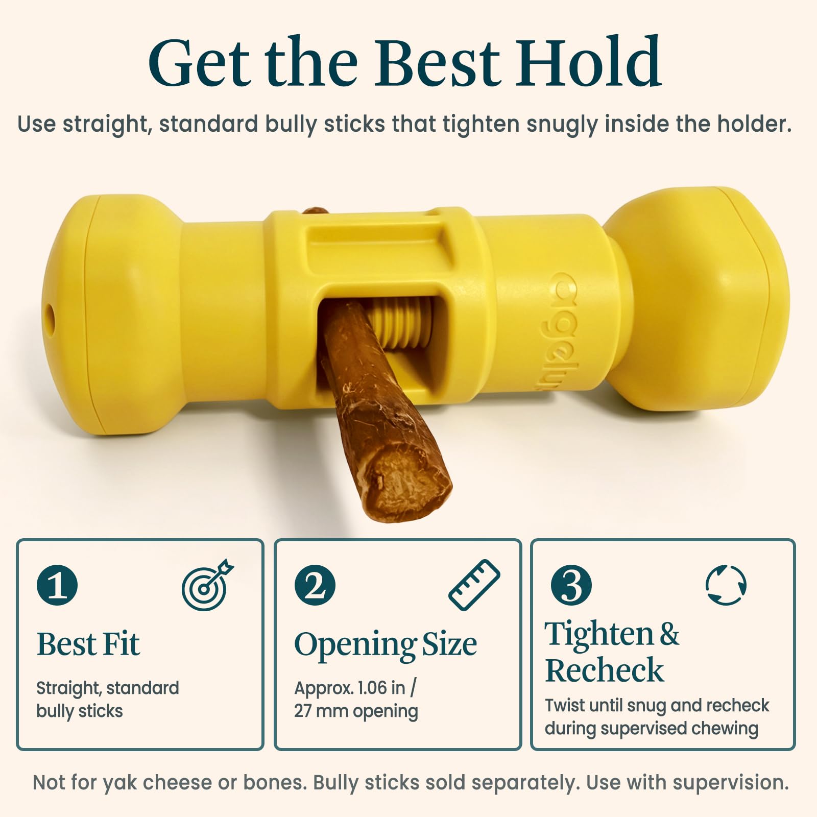 Support de bâton de Bully pour Chiens – Support dentelé en métal pour Chiens de Petite, Moyenne et Grande Taille – Maintient fermement Les bâtons d'intimidation – 13,7 cm