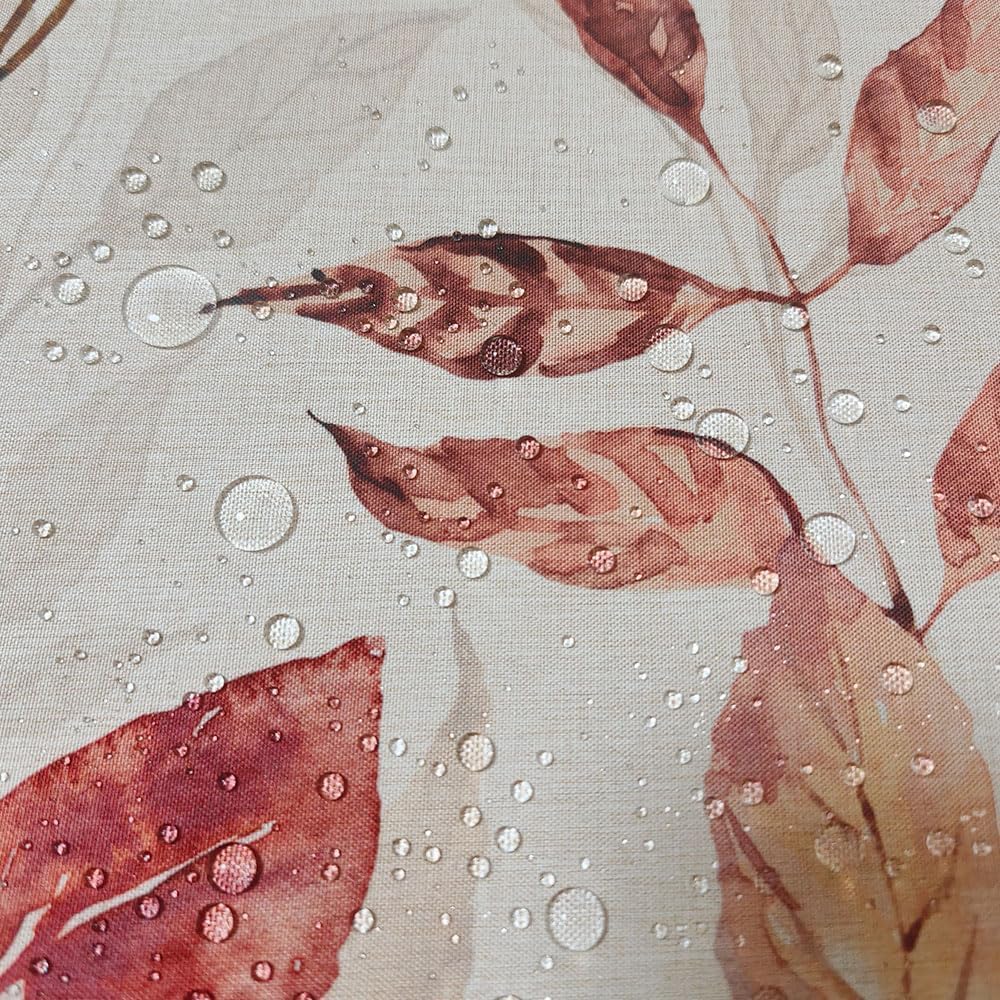 Fall Pumpkin Linen Shower Curtain with Orange Scalloped Edge, Watercolor Eucalyptus Leaves Scalloped Shower Curtain Set, Thanksgiving Harvest Fabric Shower Curtains for Bathroom, 71 x 71 Inch