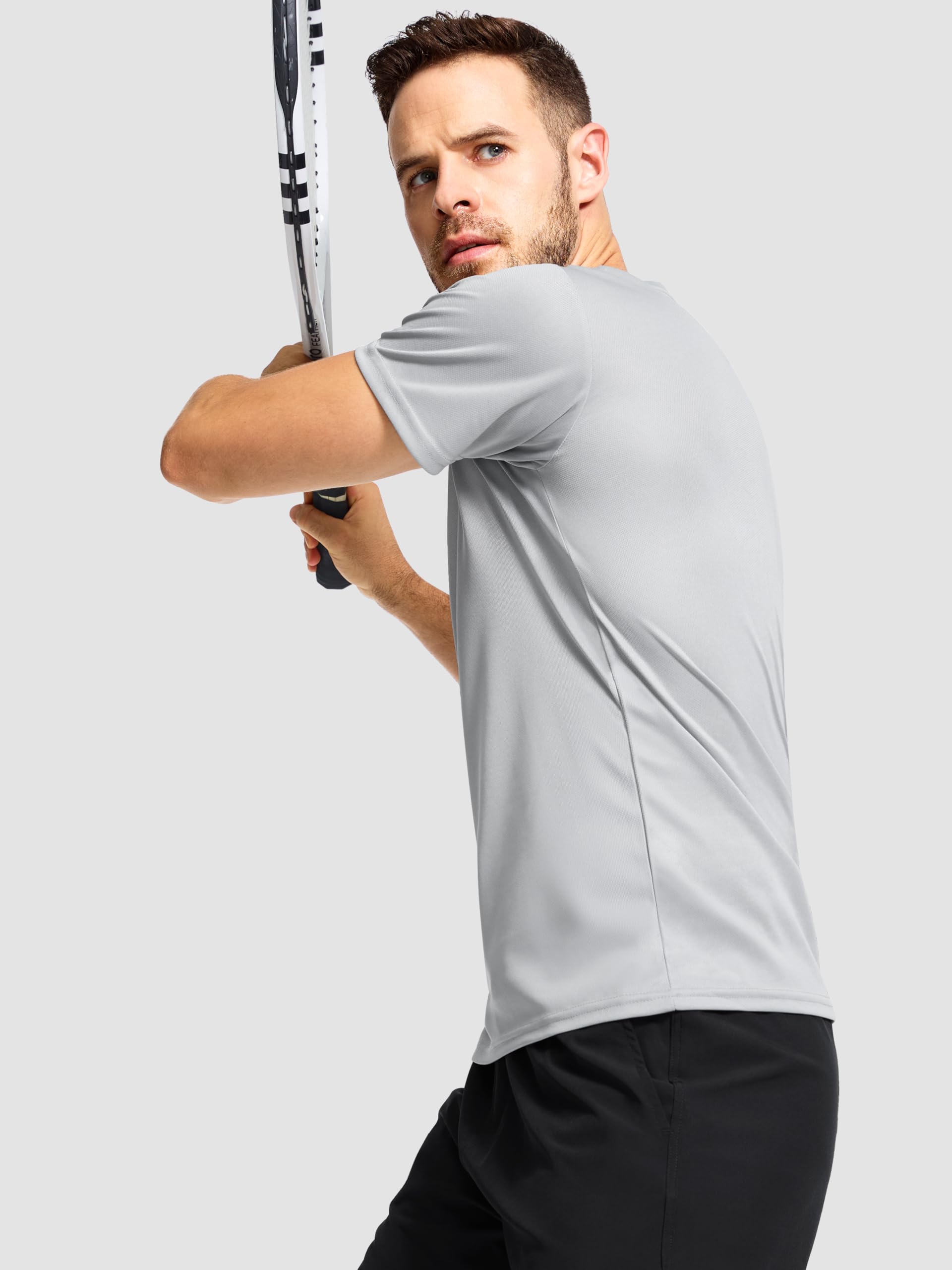 JOVITA T-Shirts für Herren 5er Pack Kurzarm Rundhals Basic Sport Atmungsaktiv Leichtes Gewicht Polyester