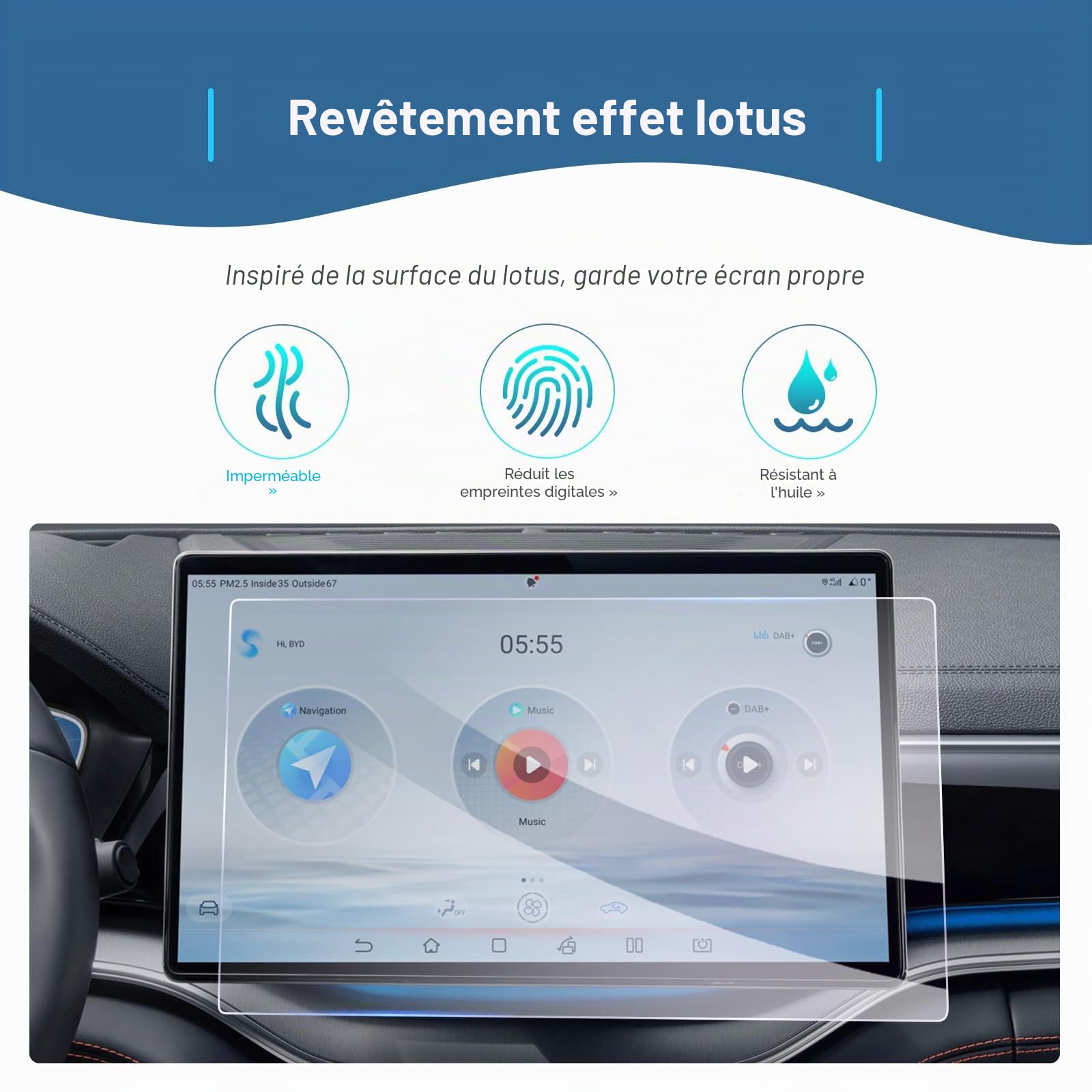 GAFAT Compatible avec BYD Seal U DM-i EV/Sealion 7/Tang 2025 2026 2027 15,6" Navigation Film de Protection d'Écran, en Verre Trempé pour Seal U DMi Accessoires Touchscreen, 9H Anti-rayures