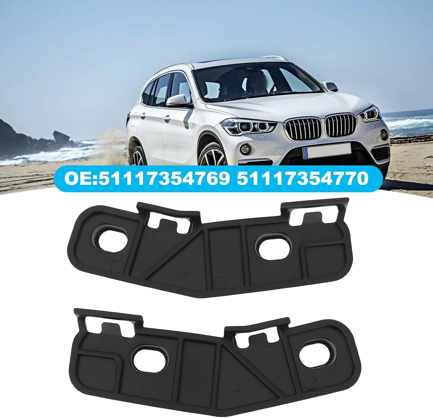 2Pcs Front Bumper Mounting Bracket 51117354769 51117354770 Compatible with BMW X1 F48 2016–2020