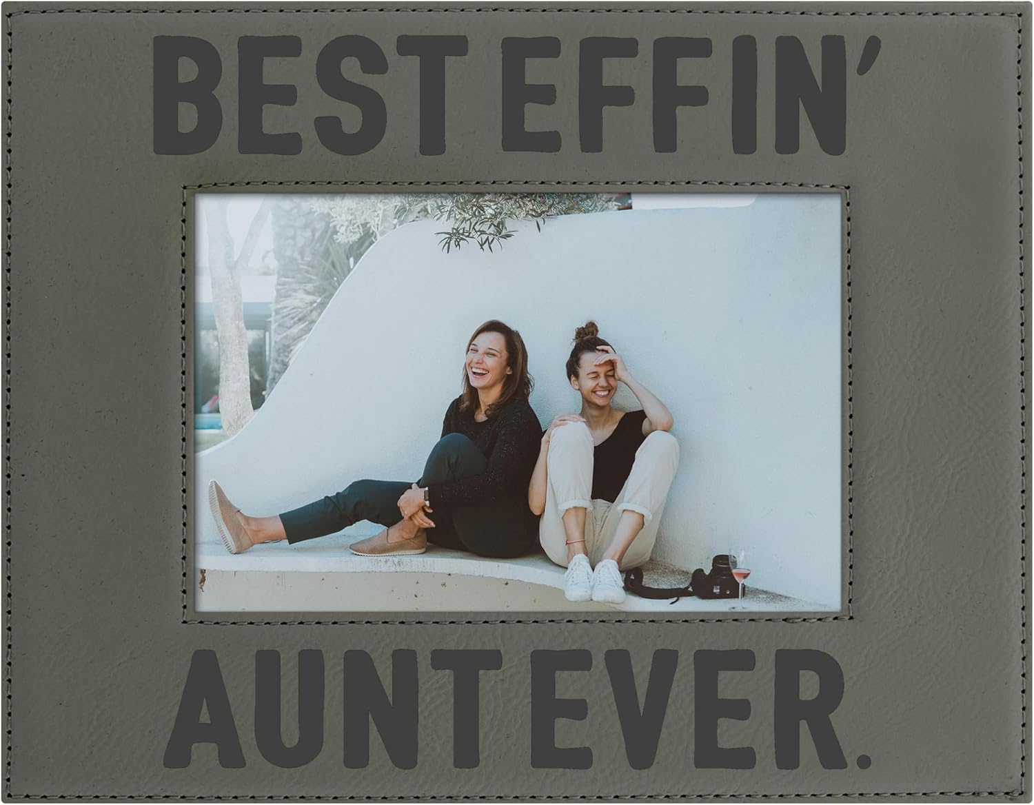 ThisWear Aunt Gifts for Women Best Effin Aunt Ever Gifts 4x6 Leatherette Photo Frame Grey