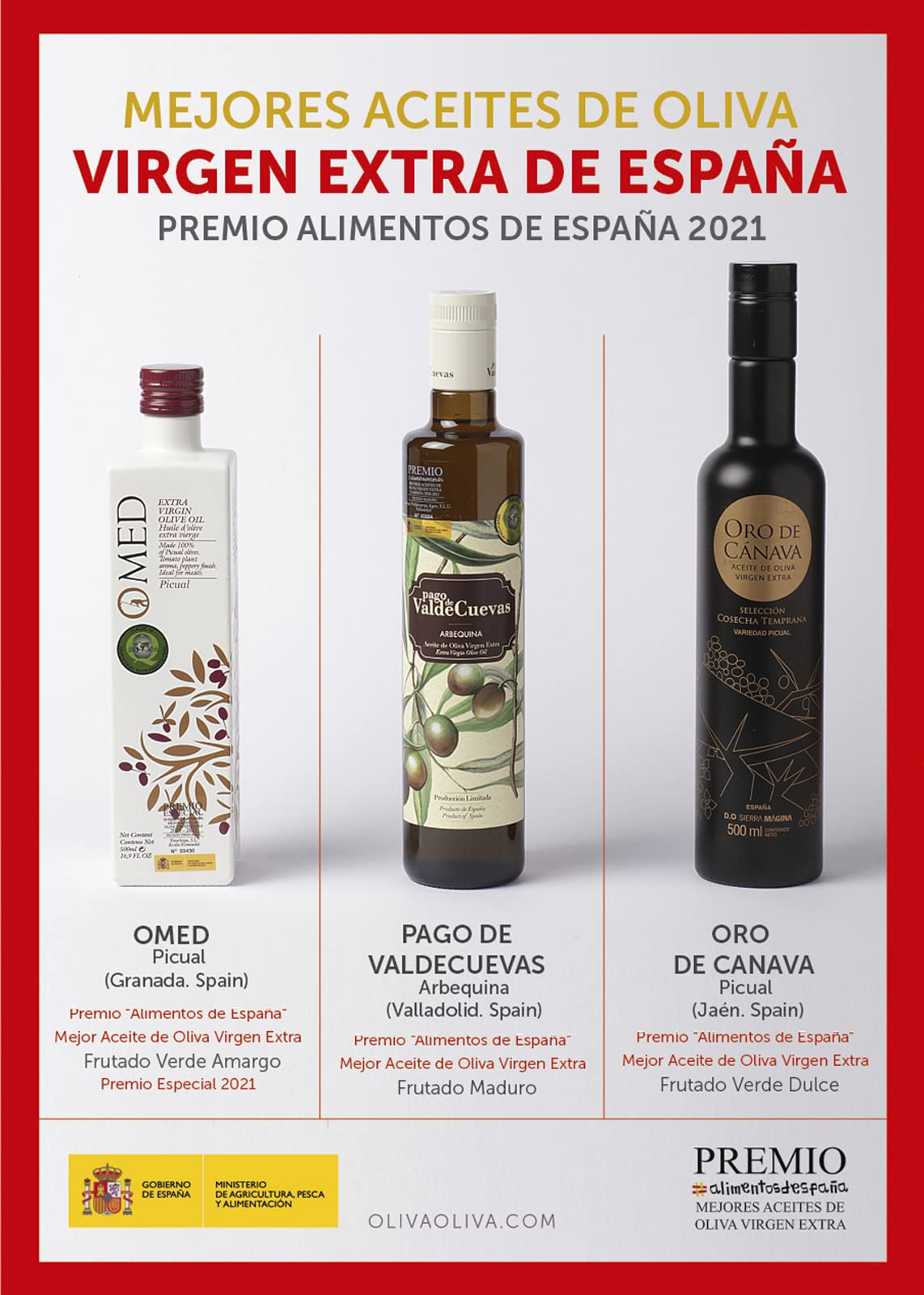 3 Mejores Aceites de Oliva Virgen Extra de España 2021 (Premio "Alimentos de España. Mejores Aceites de Oliva Virgen Extra 2021") - Pack de 3 botellas de 500 ml (Caja de cartón)