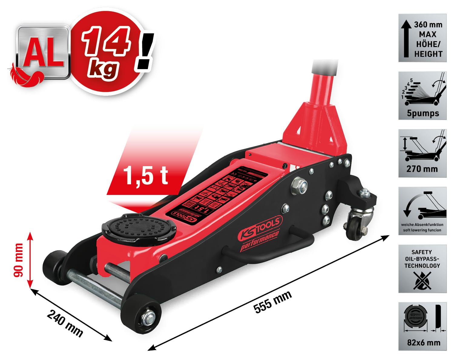 KS TOOLS Cric rouleur 160.1000