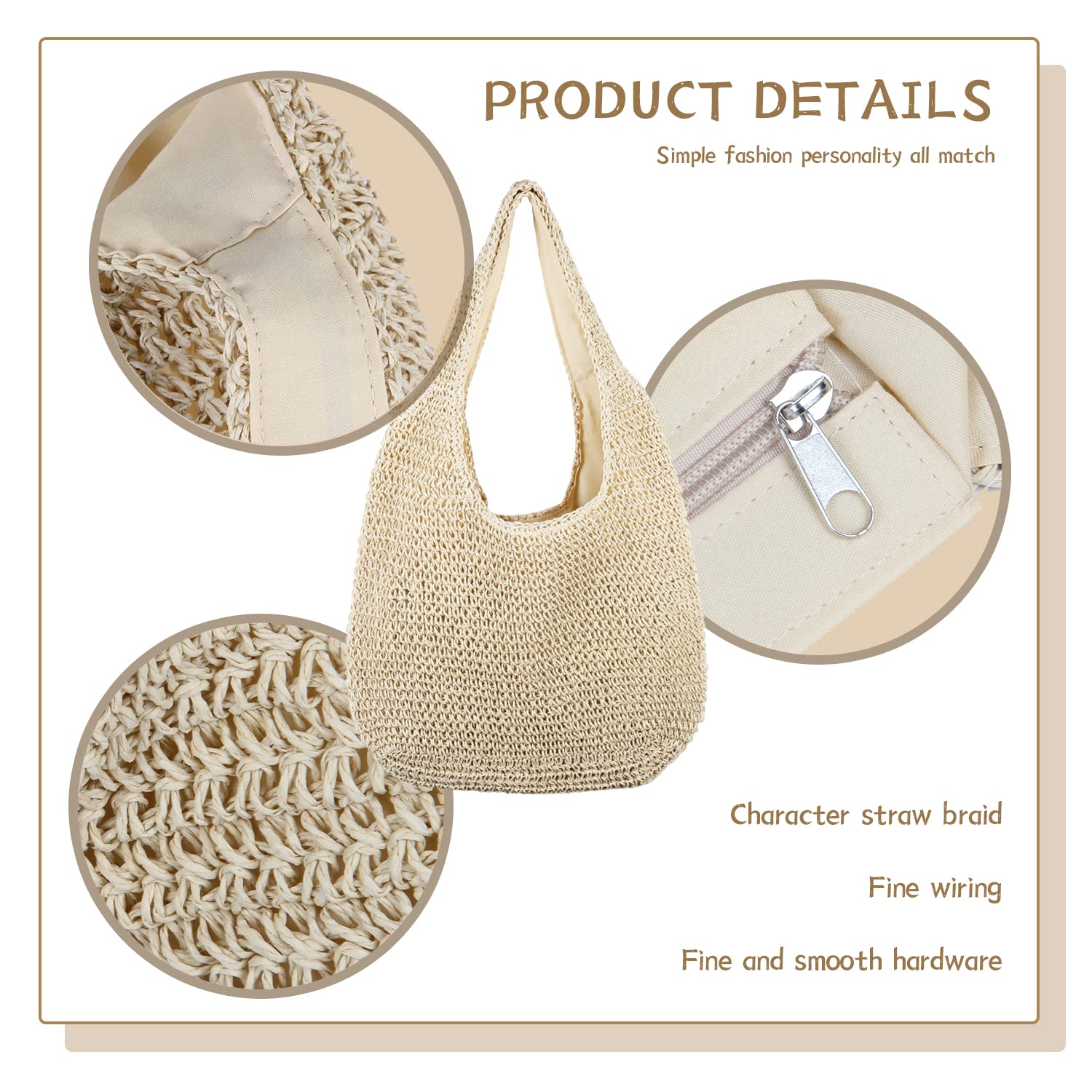 SUKUTU Borsa da Spiaggia Grande in Rattan di Paglia da Donna Borse Hobo Borsa da Donna in Paglia intrecciata a mano Estiva