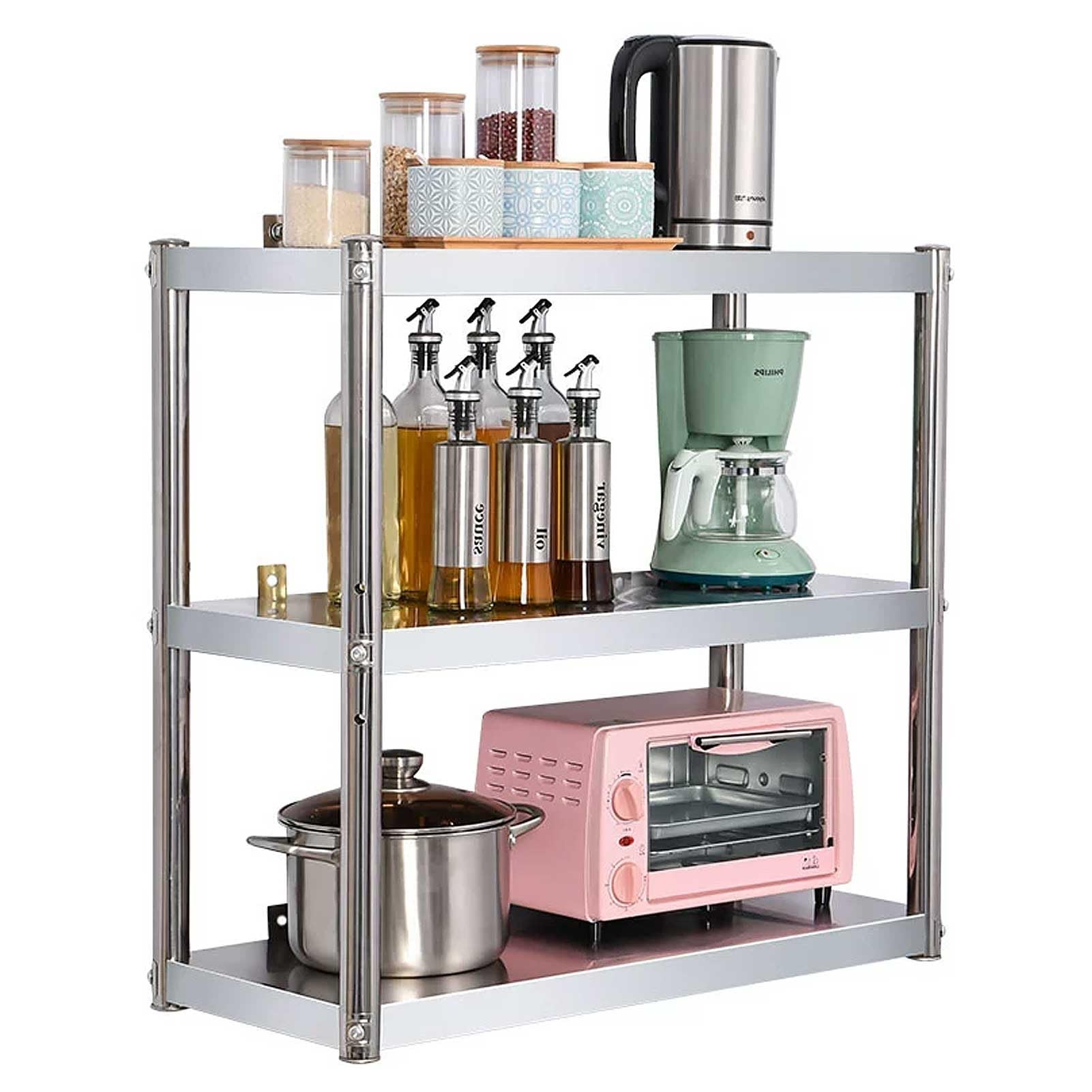 Étagère de Rangement Robuste en Inox 150cm pour Optimiser l'Espace des Cuisines et Bars