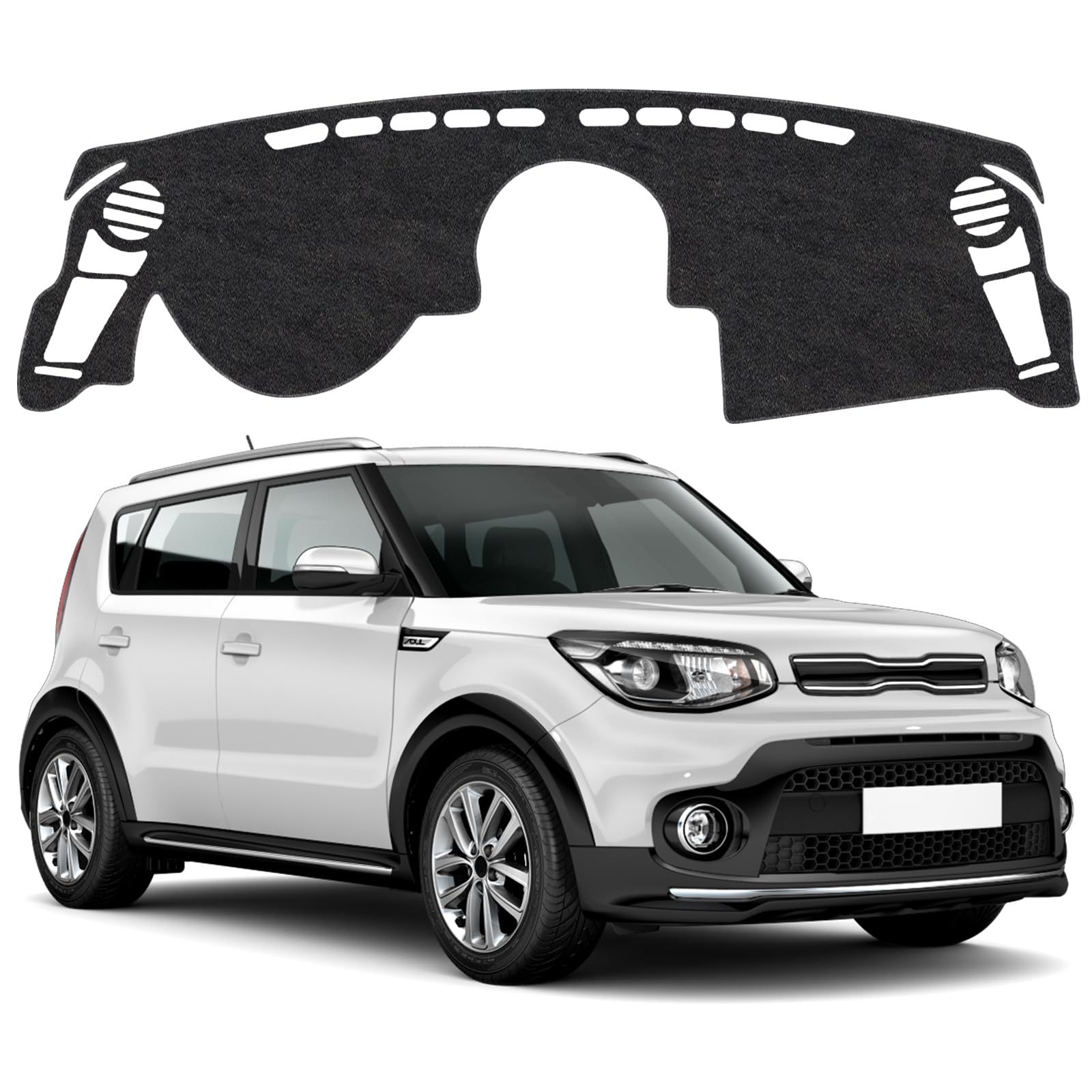 Dash Cover Mat Compatible with Kia Soul 2010-2013 Non-Slip Dashboard Cover Mat Sunshade UV Rays Protector Interior Accessories