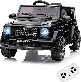 12V Kids Ride on Car, Licensed Mercedes Benz G63 Car for Kids w/Remote Control, Safety Lock, Soft Start, Wheels Suspension, LED Light, Bluetooth, Music Battery Powered Kids Cars to Drive, Black
