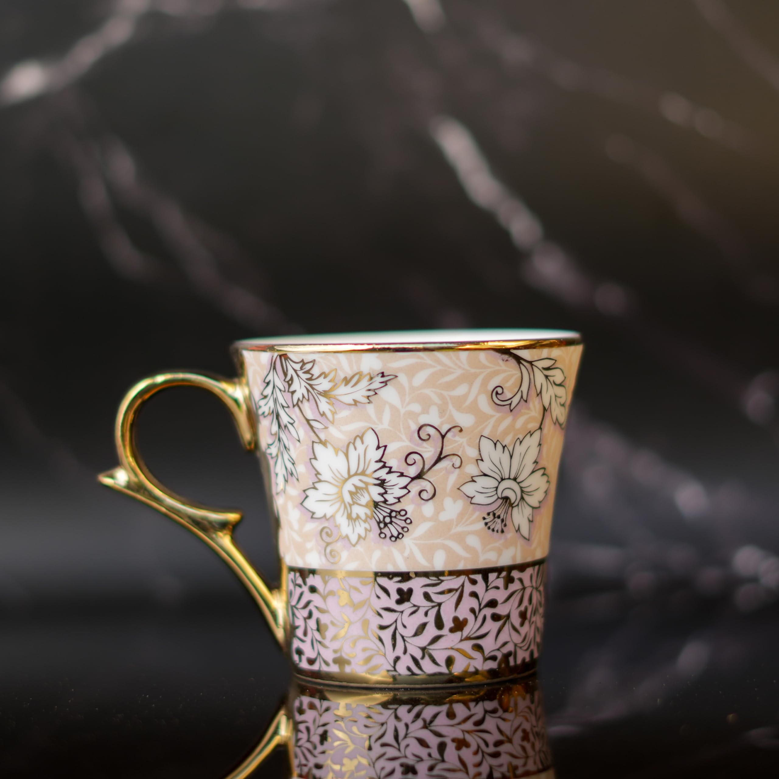 Femora Aesthetic Beige Moroccan Pattern Gold Ceramic Coffee Tea Mugs & Cups, (180 ml, Golden) - 6 Pcs Set (NOT Microwave Safe) (B0CV7QPNXK) Amazon Price History, Amazon Price Tracker
